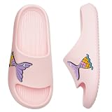 WateLves Badelatschen Kinder Badeschlappen Mädchen Jungen Dusch Badeschuhe Strand Hausschuhe Weiche Dicke Sohle rutschfest Schlappen für Drinnen und Draußen(Fischschwanz 34/35EU)