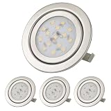 Sweet Led Möbel LED Einbaustrahler 12V flach, Bohrloch 60-68mm 3W Warmweiß, Möbeleinbauleuchte, G4 Einbauspot LED Spot 12v Spiegelschrank, Unterbauleuchte Küche, Chrom gebürstet 4er Pack