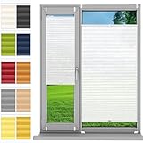 Jalousien Fenster Raffrollo, Fenster Plissee 82 x 140 cm, Sonnenschutz Easyfix Lichtdurchlässig, Wabenplissee Ohne Bohren Klemmfix, Plisseerollo Rollo Jalousie, für Fenster & Tür, Weiß