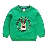 Xumplo Kleinkind Jungen Mädchen Weihnachten Sweatshirts Kinder Pullover Rundhalsausschnitt Tops Tees Santa Elch Langarm Kleidung 4-5 Jahre Grün