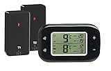 Rosenstein & Söhne Thermometer Kühlschrank: Digitales Kühl- & Gefrierschrank-Thermometer, 2 Funk-Sensoren, schwarz (Kühlschrankthermometer Funk)