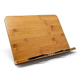 joeji's Kitchen Buchständer Holz/Bücher Halter & Tablet Ständer Holz/Buch Halterung mit Verstellbarer Buchstütze/Kochbuch Halterung für Küche aus Bambus