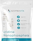 Nootrovita Uridinmonophosphat 250mg | 120 Vegane Kapseln | Uridin Monophosphat für Gedächtnis, Lernen und Kognitive Funktion | Allergen und Gluten Frei | Hergestellt in ISO-Zertifizierten Betrieben