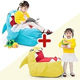 Stofftier Aufbewahrung Sitzsack Stuhlbezug Kinder, Jugendliche und Erwachsene, Organisation Ersetzen Sie Mesh Toy Hängematte für Spielzeug Decken Handtücher Kleidung Haushaltswaren (Shark-Blue+Yellow)