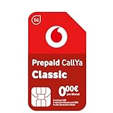 Vodafone Prepaid CallYa Classic SIM-Karte ohne Vertrag I 5G Netz | 9 Ct. pro Min oder SMS in alle dt. Netze & die EU I 3 Ct. pro MB I 10 Euro Startguthaben