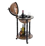 Globusbar HWC-D83, Minibar Hausbar Weinregal, Weltkugel Ø 33cm rollbar Eukalyptusholz MVG - schw