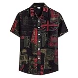KEIZHUONIQIU Hemd Herren Fischmuster T-Shirt Kurze ethnische Hemden Bluse Herren Druck hawaiianischen Ärmeln lässige Herrenbluse Jeans Hemden Männer