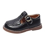 Lauflernschuhe Baby Gummistiefel Kinder Gefüttert Mode Kleinkind und Mädchen Freizeitschuhe Dicke Sohle runde Zehenschnalle Kleid Schuhe Gummistiefel Mädchen 29 Sneaker & (Black, 28 Little Child)