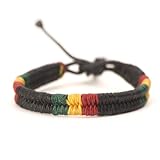 81stgeneration Rasta Hippie-Armband Leder geflochten geflochtene Baumwolle Bob Marley Armband