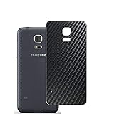 Vaxson 2 Stück Rückseite Schutzfolie, kompatibel mit Samsung Galaxy S5 mini / G870a G870W SM-G800, Backcover Skin - Carbon Schwarz [nicht Panzerglas/nicht Front Displayschutzfolie]
