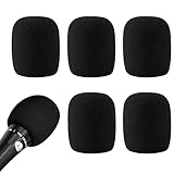 5 Stück Mikrofon Windschutz, Staubdicht und Antibakteriell Mic Foam Cover, Handmikrofon Windschutz mit Guter Elastizität Kontraktilität, Pop Schutz Mikro für KTV, Outdoor-Aktivitäten (Schwarz)