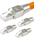 VESVITO 4x CAT 7 RJ45 Stecker 10 GBit/s Netzwerkstecker werkzeuglos PoE für CAT8 CAT7A CAT7 CAT6A Netzwerkkabel, Verlegekabel, Installationskabel, AWG 22-24, LAN Kabel Crimpsteck