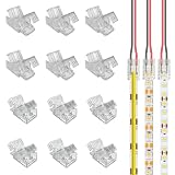 Aroidful 12 Stück 2-polige 8 mm LED-Steckverbinder, transparente, dunkelbereichsfreie Steckverbinder für COB/SMD-LED-Streifen (Verbindungskabel und Streifen)