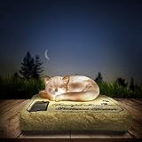 Cat Memorial Stones Grave Markers with A Sleeping Cat on The Top - Cat Garden Stones Burial Markers Sympathy Cat Memorial Gifts for Garden, Backyard Patio or Lawn,8.5'x7'x3.5' (A)