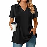 Hawaii Outfit Damen Shirts Damen Sommer Hawaii Hemd Damen Pink Shirt Damen Schwarz Tshirt Damen Dicker Stoff Bluse Damen Glücksbärchis T-Shirt Funktionsshirt Damen Schwarz L