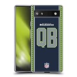 Head Case Designs Offizielle NFL QB Navy Blau Seattle Seahawks Positionen & Logo Soft Gel Handyhülle Hülle kompatibel mit Google Pixel 6a