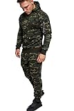Amaci&Sons Herren Cargo Stil Sportanzug Jogginganzug Trainingsanzug Sporthose+Hoodie 1003 Camouflage Khaki L