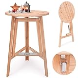 Casaria® Stehtisch Klappbar Massiv Holz 78cm x 111 cm Rund Bistrotisch Partytisch Holzstehtisch Gartentisch Klapp
