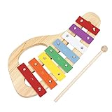 WFTD Holz-Xylophon für Kinder, tragbares 8-Noten-Glockenspiel mit Knocking Stick, Musica Learning Percussion Instrument