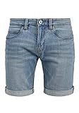 Indicode Quentin Herren Jeans Shorts Kurze Denim Hose Mit Destroyed-Optik Aus Stretch-Material Regular Fit, Größe:M, Farbe:Blue Wash (1014)