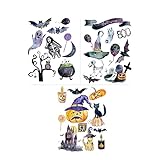 Niedliche Aquarell-Halloween-Wandaufkleber PVC-Nebel durch Halloween-Aufkleber Halloween-Dekoration Tisch Schutzfolie (Multicolor, One Size)