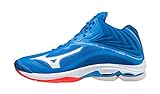 Mizuno Unisex Wave Lightning Z6 Mid Volleyball-Schuh, French Blue/White/Ignition Red, 45 EU