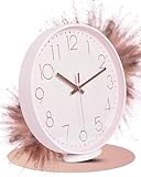 LATENO - Wanduhr zum aufstellen oder aufhängen - rosa 20 cm - lautlos - klassisch und modern - Quarz Uhrwerk - Wanduhr ohne tickgeräusche - Wanduhr Modern