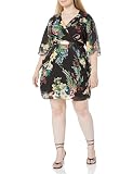 City Chic Damen Plus Size Dress Col Wrap PRT Kleid, Blk Sunnie Floral, 42 M