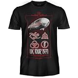 Led Zeppelin T-Shirt UK Tour 1971, offizielles T-Shirt, Band Rock, Unisex, Erwachsene, Jungen., UK Tour 1971, M