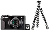 Canon PowerShot G7X Mark II Kamera Vlogging Kit inkl. JOBY GorillaPod Stativ + 32 GB SD Karte (20,1 MP, klappbares 3 Zoll Touchscreen LCD, Full HD Videos, 4,2 fach Zoomobjektiv, F1.8-2.8), schwarz