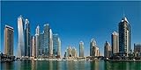Echtes Glasbild 280 x 140cm Dubai Marina Skyline, Fineart Bild als Wandbild Galerie Qualität auf ESG Sicherheitsglas fertig zum Aufhängen