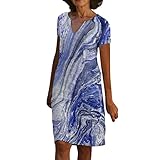 Dresses for Women UK Damen-Sommerkleid, kurzärmelig, V-Ausschnitt, locker, bequem, Fenimine Vestidos, violett, XX-Large