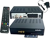 Amiko MIRA3 HD Sat Receiver mit Aufnahmefunktion, Kartenslot, Timeshift, HDMI, PVR, USB, WiFi, AAC-LC, SCART, Coaxial - Sat Receiver HD für Satelliten, Sat Receiver mit 12V Netzteil + HDMI Kabel M@tec