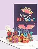 SUNYRISY Pop-Up Geburtstagskarte, Geschenkbox Design 3D Pop Up Karte mit Happy Birthday Glückwünsche, Geburtstagskarten mit Umschlag für Familie, Kollegen, Freunde, Kinder, Geliebte, Eltern