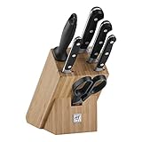 ZWILLING Professional S Messerblock, 7-teilig, Bambusblock, Messer, Wetzstab und Schere, Rostfreier Spezialstahl/Kunststoff-Griff mit Nieten, Schwarz [Made in Germany]