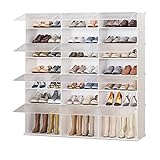 JOISCOPE Schuhregal，Kunststoff Schuhschrank，Modular Cabinet Regale für Platzsparende, Schuhregal Regale für Aufbewahrung Organizer(Weiß mit transparenten Türen, 3*7)