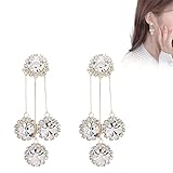 HYZSM Zircon Round Petal Earrings,Super Flash Zircon Flower Earrings,Diamond Tassel Earrings,Fashion Grace Diamond Tassel Earrings Two Ways to Wear, Valentine's Day Gifts for Women and Girls