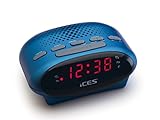 iCES ICR-210 Uhrenradio - Radiowecker mit 2 Weckzeiten - PLL FM - Schlummerfunktion - Sleeptimer - Gangreserve - blau, klein, ICR-210 blue