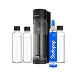 Sodapop Wassersprudler Logan Starterset mit CO₂-Zylinder und 3x Glasflasche, Matt Schwarz, Höhe 42,6 cm