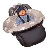 millybo Baby Einschlagdecke für Winter geeignet für Kinderwagen Babyschale Babybett Autositz Buggy (605.022 Nylon graphite- Minky Katzen)