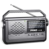 PRUNUS J-15 Weltempfänger Radio UKW/FM/AM/SW, Tragbares Radio Batteriebetrieben oder AC Strom, Kofferradio Senioren Radio mit Kabel, Lautsprecher und Taschenlampe für Notfälle.