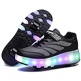 Linckoo Kinderschuhe mit 2 Rollen LED Leuchtend Doppelrad Outdoor Skateboard Schuhe 7 Farbe Farbwechsel Rädern Schuhe für Mädchen Jungen