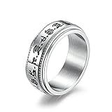 ANAZOZ Ring Unisex 7.9MM Bandring Drehbar Retro Edelstahl Vertrauensring Silber Herren Ringe Größe: 62 (19.7)