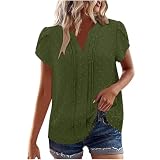 Damenblusen Business Casual Tops Elegante Arbeit Blusen Mode Kurzarm V-Ausschnitt T-Shirt Damen Tops Elegant Casual Flowy Tunika Shirts Loose Fit Pullover Sommer Outfits, 04 x Grün, XXL