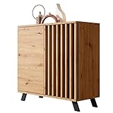 Newroom Kommode Wildeiche Anthrazit Sideboard Modern Vintage - 80x85x40 cm (BxHxT) - Highboard Anrichte - [Barea.Two] Wohnzimmer Schlafzimmer Flur E