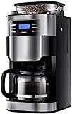 Kaffeemaschine 15-Tassen-Kaffeemaschine mit Timer-Modus und Auto-Off-Funktion, Mahlkaffeemaschine mit abnehmbarem Filterkorb, Edelstahl, Schwarz