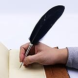 Feder-Kugelschreiber, schwarze Tinte, Vintage-Federkiel, raffiniert, plattiert, für Schule, Schreiben, Hochzeitsgeschenk, Unterschriften-Stift (schwarz)