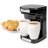 TronicXL Kleine 1-2 Tassen Kaffeemaschine + 2x Tasse + Dauer Filter I Mini Kaffee Maschine I Kompakt Filterkaffee Filterkaffeemaschine schwarz