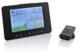 SOUCCESS SATELLITEN-WETTERSTATION Color Funk-Wetterstation mit 4 Tage Vorhersage, satellitengestützt, Außensensor, Thermometer, Luftfeuchte, Funkuhr, Windstärke/richtung, UVM, LCD, Schw
