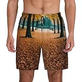 Hello Autumn Herren-Badehose – Strand-Shorts, schnell trocknend, mit Taschen, Shorts, passend für Hawaii-Strand-Bademode, Badeanzüge, Schwarz, Large